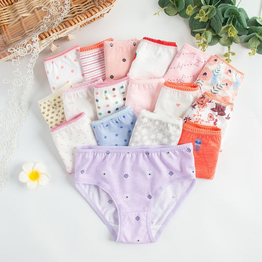 24pcs/Lot Cotton Girls Briefs Children&#39;s Underwear Triangle  Panties Kids Underpants 2-12Years