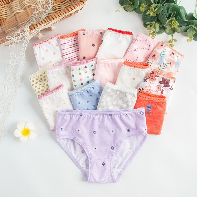 24pcs/Lot Cotton Girls Briefs Children&#39;s Underwear Triangle  Panties Kids Underpants 2-12Years